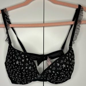 Victoria’s Secret black and silver star bra 34C NWT